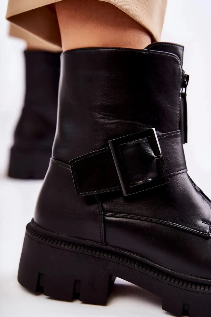 Boto Botki Ocieplane|Czarne Botki*Damskie Botki Ocieplane Na Suwak Czarne Torey Czarny