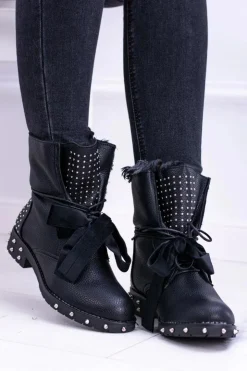 Online Boto Damskie Botki Ocieplane Z Kolcami i Dżetami Neso