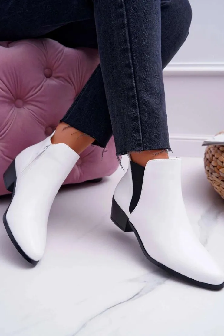 Boto Botki Zimowe Damskie|Brązowe I Beżowe Botki*Damskie Botki Płaskie Białe Murino