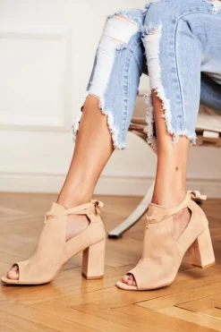 New Buty damskie Vinceza Damskie Botki Sandały Na Słupku Odkryte Palce Beżowe Grays