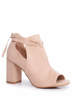 New Buty damskie Vinceza Damskie Botki Sandały Na Słupku Odkryte Palce Beżowe Grays