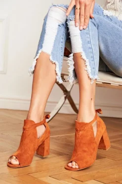 Buty damskie Vinceza Damskie Botki Sandały Na Słupku Odkryte Palce Camel Grays