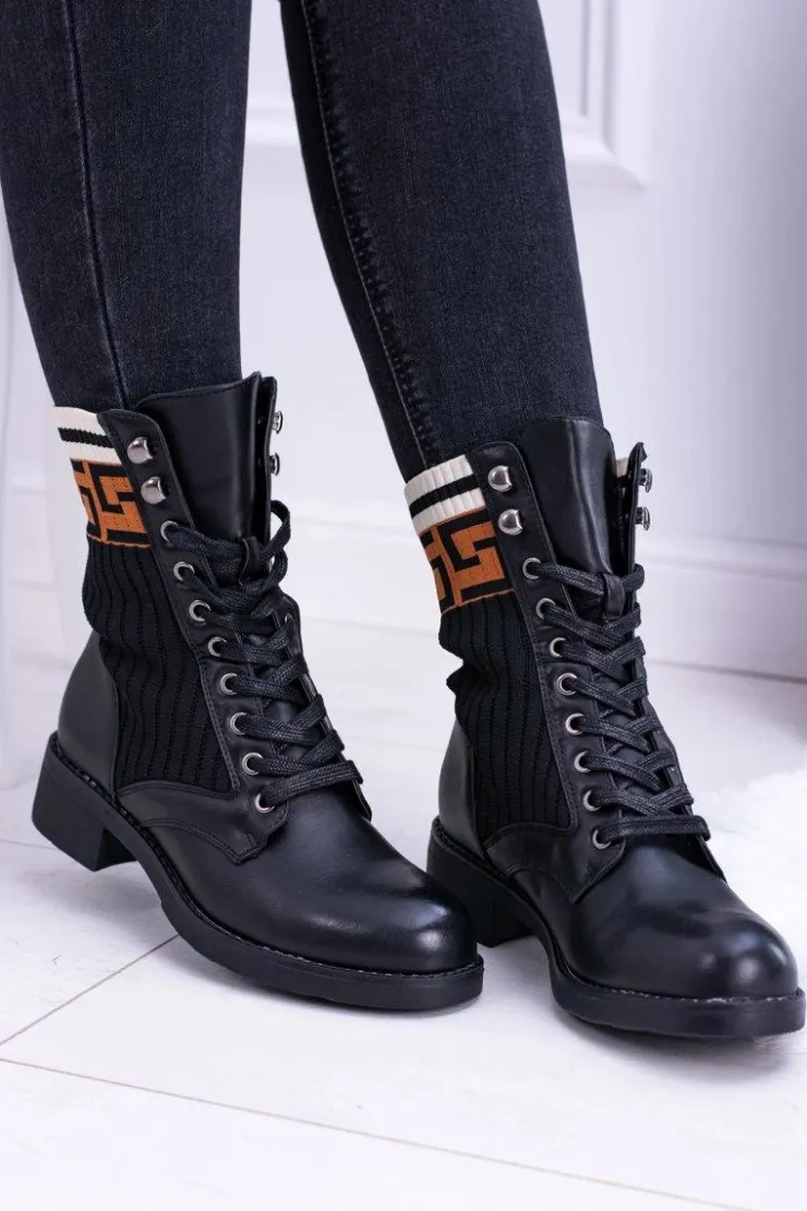 Damskie Boto Damskie Botki Skarpetkowe Czarne Herse