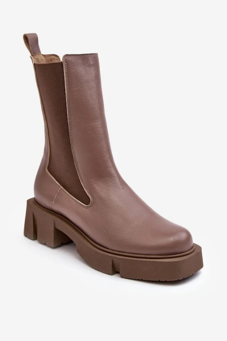 Damskie Laura Messi Damskie Botki Sztyblety 2693/230 Brązowe