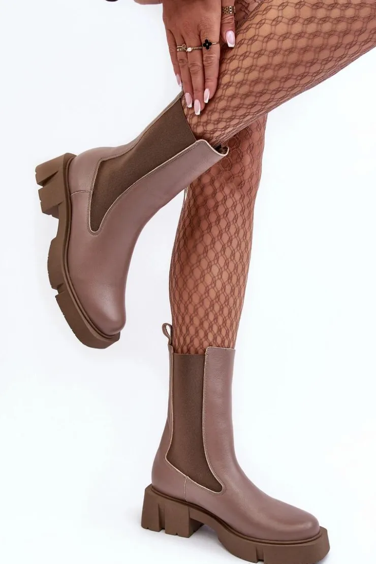 Damskie Laura Messi Damskie Botki Sztyblety 2693/230 Brązowe