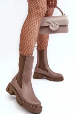 Damskie Laura Messi Damskie Botki Sztyblety 2693/230 Brązowe