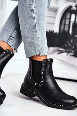 Boto Czarne Botki|Botki Zimowe Damskie*Damskie Botki Sztyblety Czarne Visible