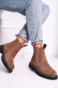 Outlet Boto Damskie Botki Sztyblety Khaki Resist