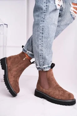 Outlet Boto Damskie Botki Sztyblety Khaki Resist