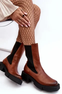 Clearance Laura Messi Damskie Botki Sztyblety 2693/229 Brązowe Brązowy