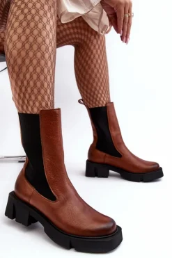 Clearance Laura Messi Damskie Botki Sztyblety 2693/229 Brązowe Brązowy