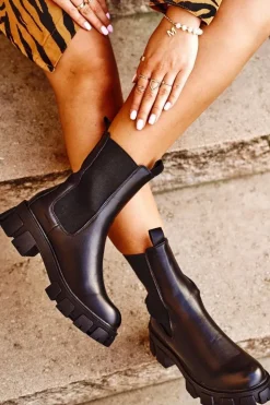 Discount Damskie buty S.Barski Damskie Botki Sztyblety Na Platformie Czarne Genius