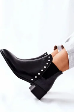 Discount Boto Damskie Botki Sztyblety Na Obcasie Czarne Barretos