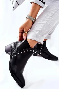 Discount Boto Damskie Botki Sztyblety Na Obcasie Czarne Barretos