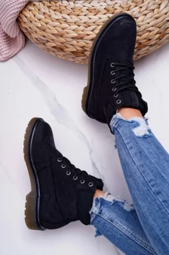 Online Big Star Shoes Damskie Botki Trapery Big Star Czarne EE274014