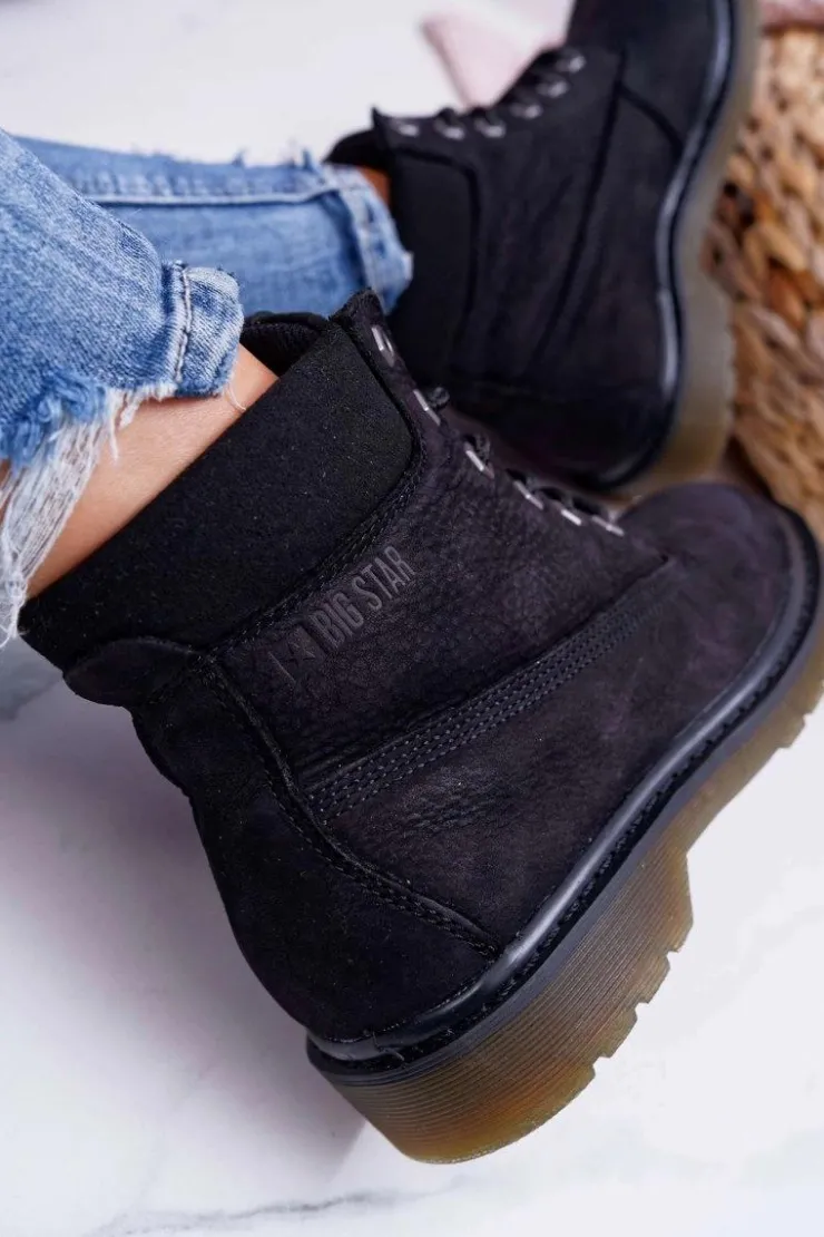 Online Big Star Shoes Damskie Botki Trapery Big Star Czarne EE274014