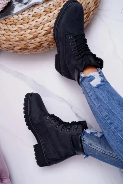 Discount Big Star Shoes Damskie Botki Trapery Big Star Czarne EE274033