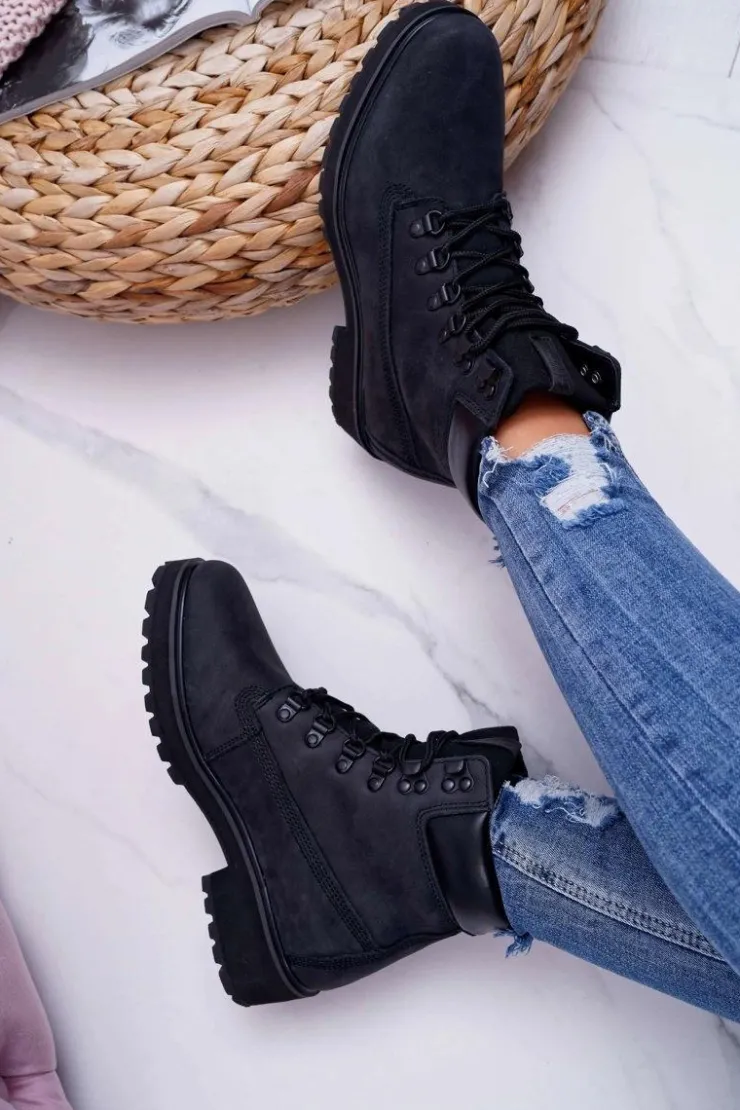 Discount Big Star Shoes Damskie Botki Trapery Big Star Czarne EE274033