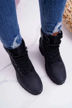 Discount Big Star Shoes Damskie Botki Trapery Big Star Czarne EE274033