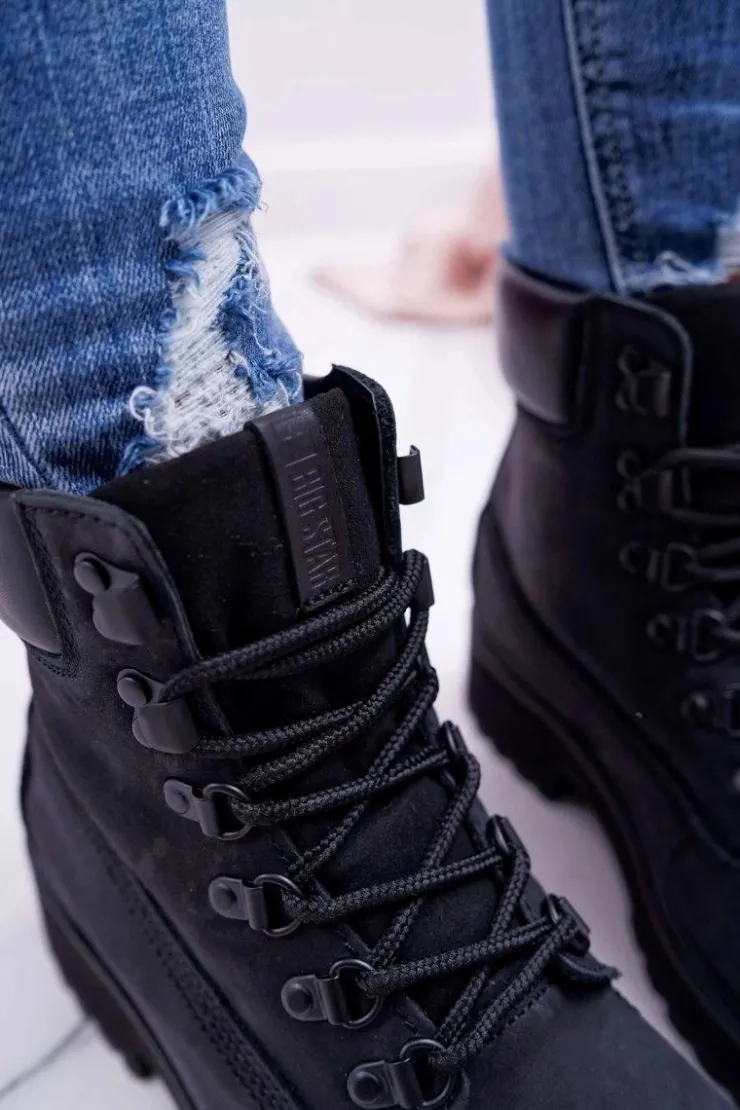 Discount Big Star Shoes Damskie Botki Trapery Big Star Czarne EE274033