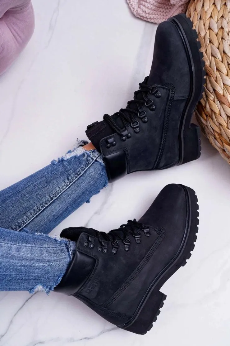 Discount Big Star Shoes Damskie Botki Trapery Big Star Czarne EE274033