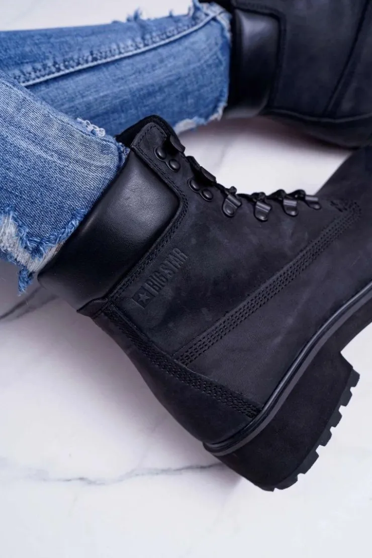 Discount Big Star Shoes Damskie Botki Trapery Big Star Czarne EE274033