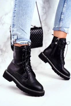 Damskie Big Star Shoes Damskie Botki Trapery Big Star Czarne GG274596