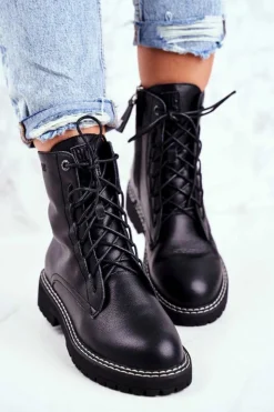 Damskie Big Star Shoes Damskie Botki Trapery Big Star Czarne GG274596