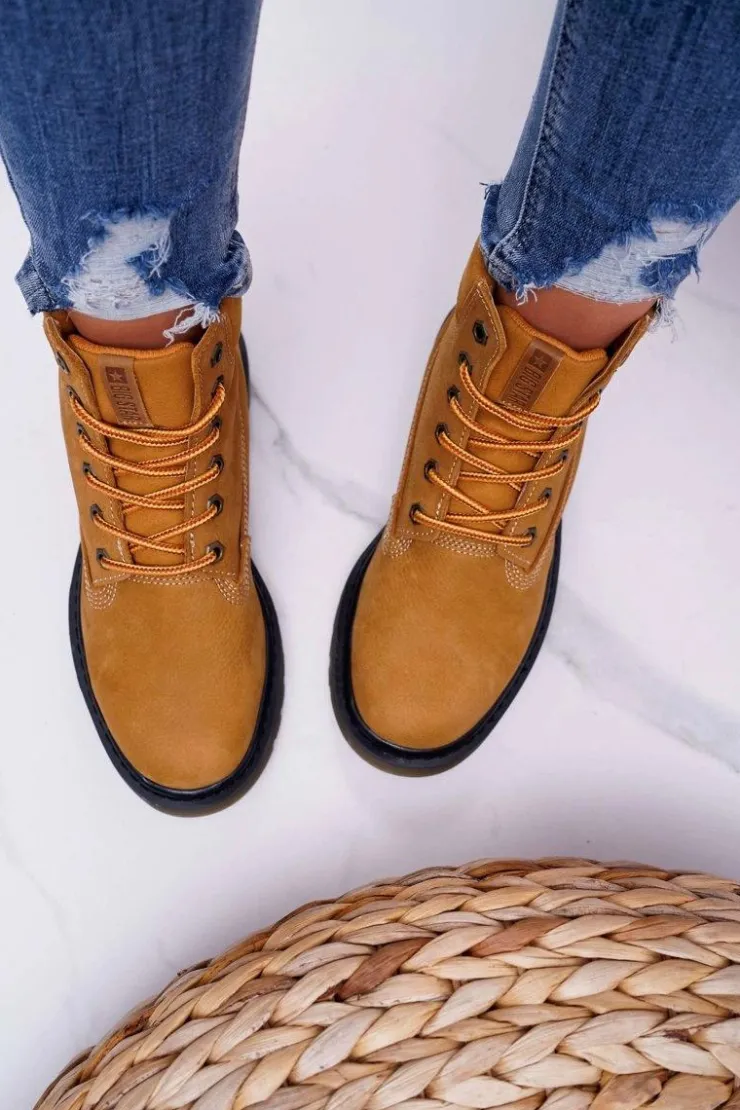 Big Star Shoes Damskie Trapery|Botki Sznurowane*Damskie Botki Trapery Big Star Camel EE274013