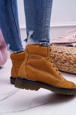 Big Star Shoes Damskie Trapery|Botki Sznurowane*Damskie Botki Trapery Big Star Camel EE274013