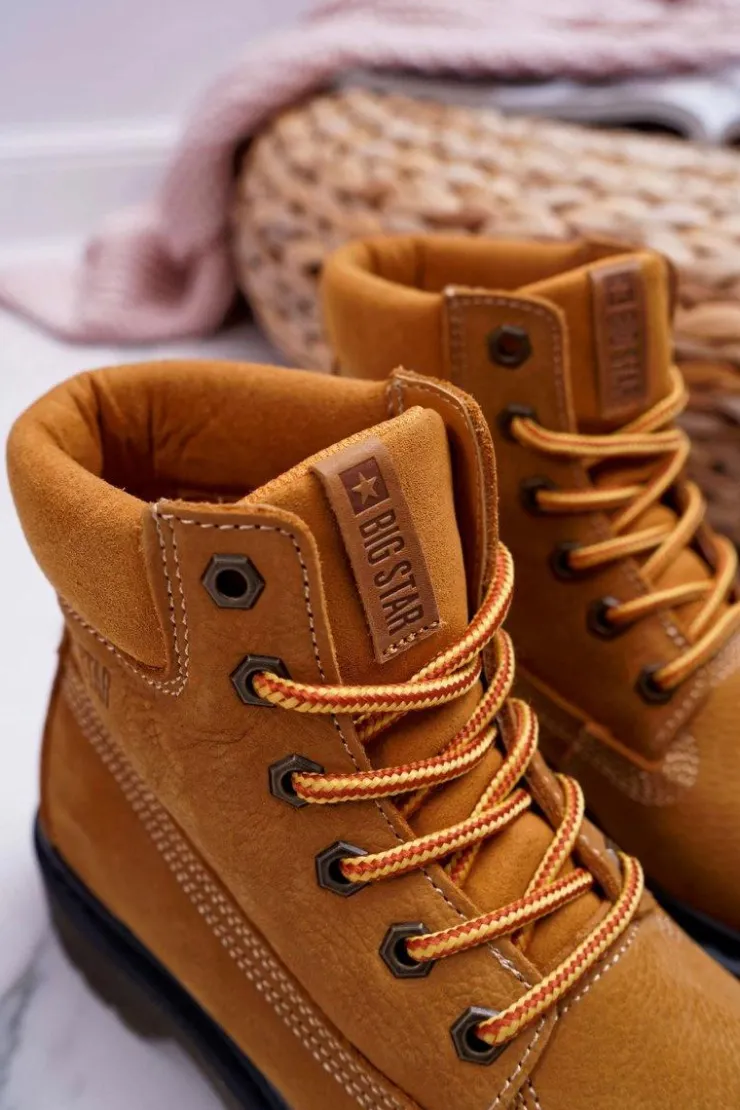 Big Star Shoes Damskie Trapery|Botki Sznurowane*Damskie Botki Trapery Big Star Camel EE274013
