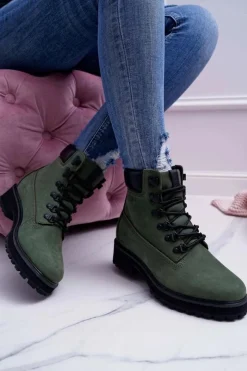 Damskie Big Star Shoes Damskie Botki Trapery Big Star Zielone EE274031