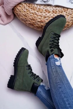 Damskie Big Star Shoes Damskie Botki Trapery Big Star Zielone EE274031