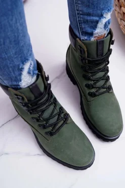 Damskie Big Star Shoes Damskie Botki Trapery Big Star Zielone EE274031