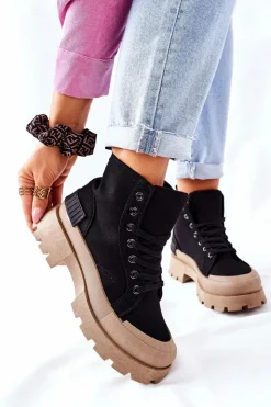Hot Boto Damskie Botki Trapery Czarne Any One