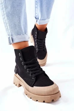 Hot Boto Damskie Botki Trapery Czarne Any One