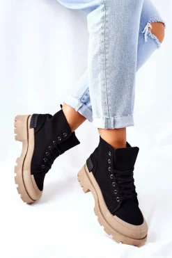 Hot Boto Damskie Botki Trapery Czarne Any One