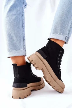 Hot Boto Damskie Botki Trapery Czarne Any One