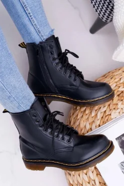 Discount Boto Damskie Botki Trapery Glany Czarne Gangsta