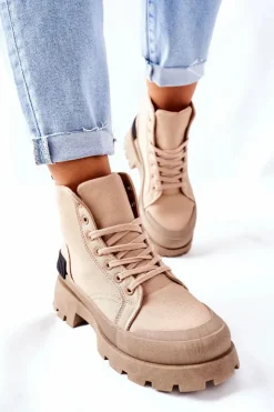 Discount Boto Damskie Botki Trapery Khaki Any One