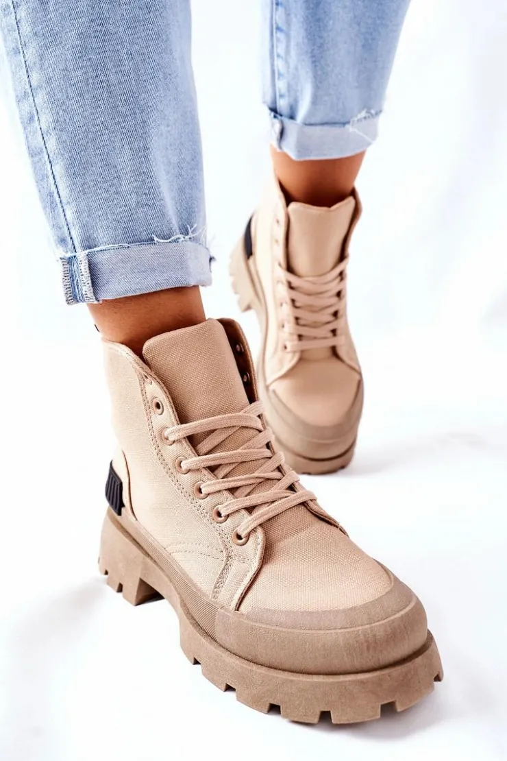 Discount Boto Damskie Botki Trapery Khaki Any One