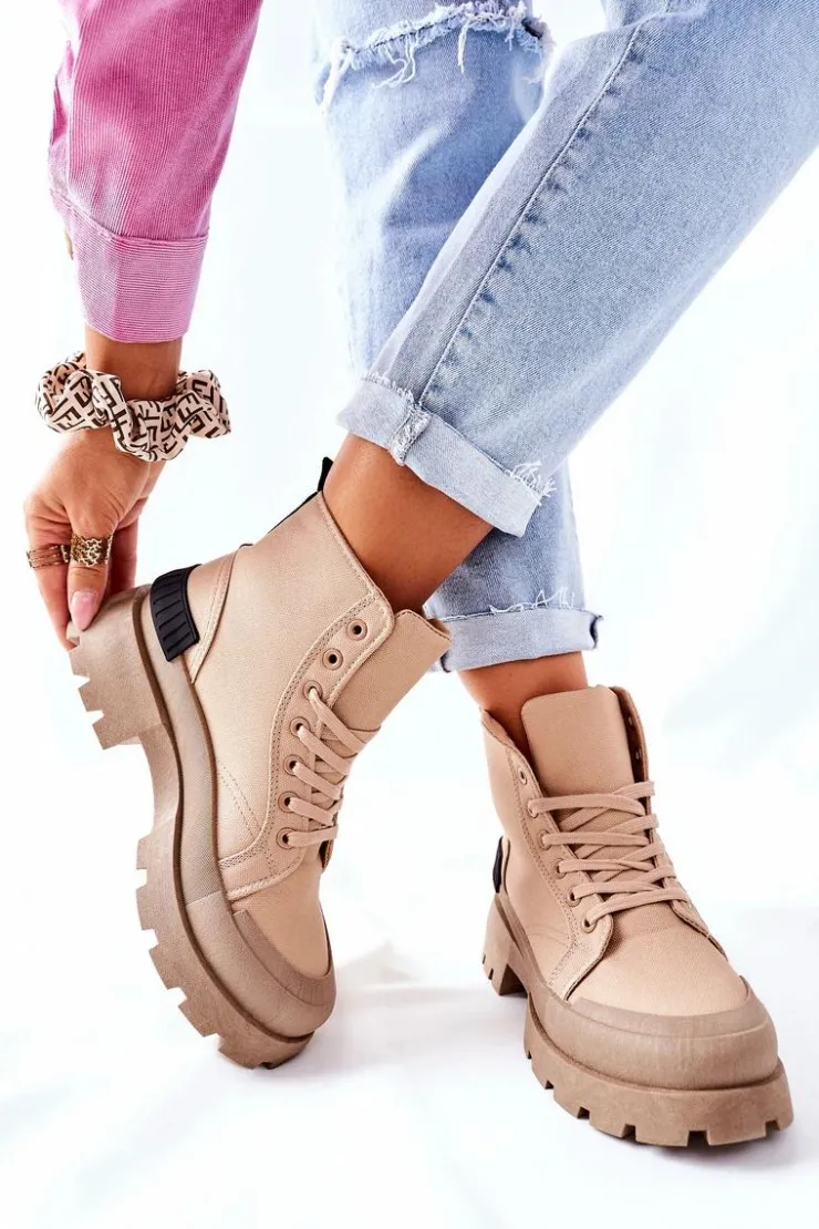 Discount Boto Damskie Botki Trapery Khaki Any One