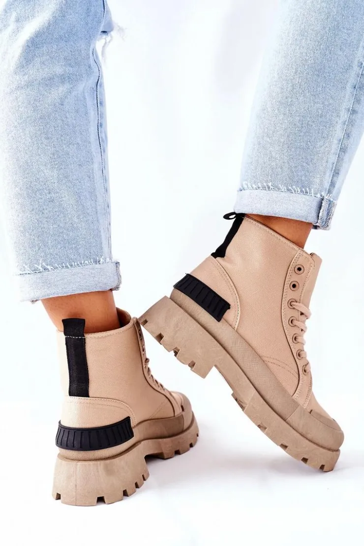 Discount Boto Damskie Botki Trapery Khaki Any One