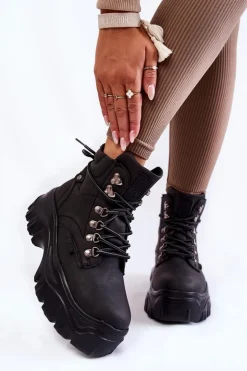 Best Big Star Shoes Damskie Botki Trapery Memory Foam Big Star KK274368 Czarne