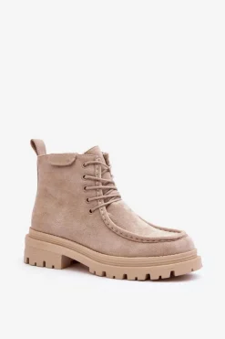 Discount Boto Damskie Botki Trapery Na Suwak Beżowe Apolosi Beżowy