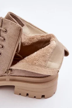 Discount Boto Damskie Botki Trapery Na Suwak Beżowe Apolosi Beżowy