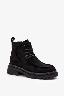 Boto Botki Ocieplane|Damskie Trapery*Damskie Botki Trapery Na Suwak Czarne Apolosi Czarny