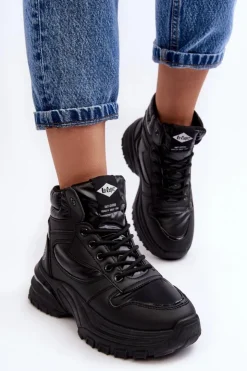 Lee Cooper Damskie Botki Trapery Na Grubej Podeszwie LCJ-23-44-1973L Czarne