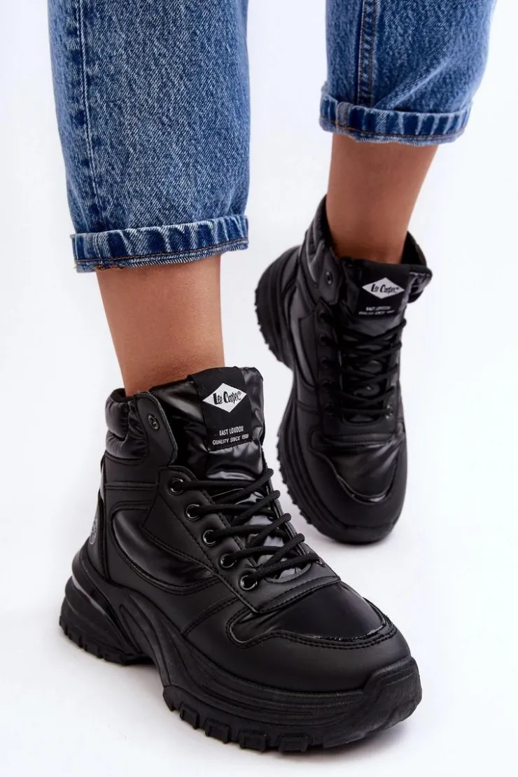 Lee Cooper Damskie Botki Trapery Na Grubej Podeszwie LCJ-23-44-1973L Czarne