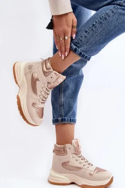 Lee Cooper Trekkingowe Damskie|Damskie Trapery*Damskie Botki Trapery Na Grubej Podeszwie LCJ-23-44-1972L Beżowe